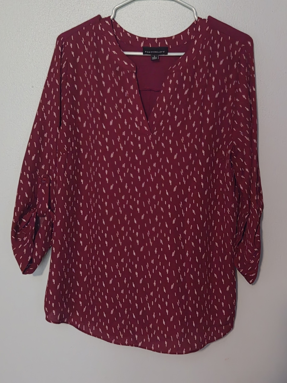 Burgundy V-Neck Blouse